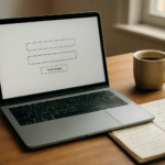 Laptop menampilkan aplikasi prediksi Streamlit dengan kolom input dan tombol prediksi